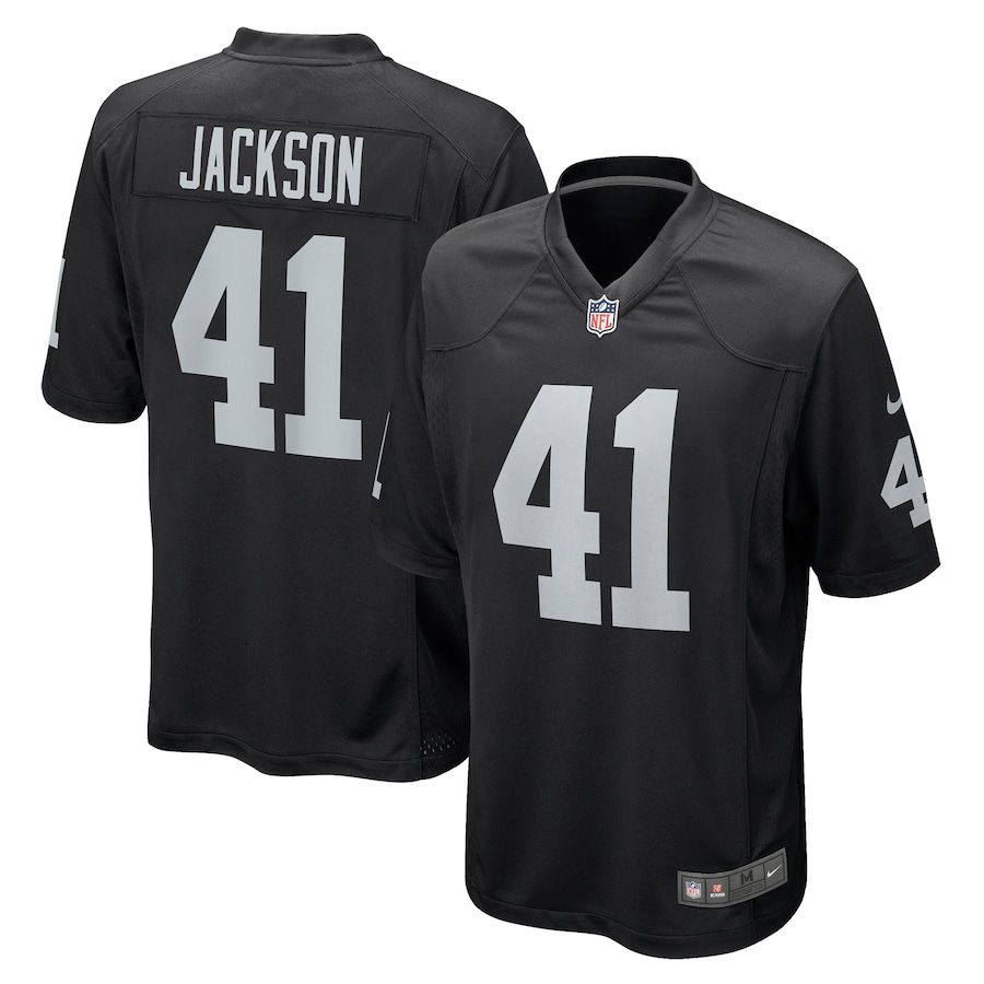 Men Oakland Raiders 41 Robert Jackson Nike Black Game NFL Jersey